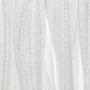 White sheer lace curtain fabric 300 cm wide with soft linen-look texture